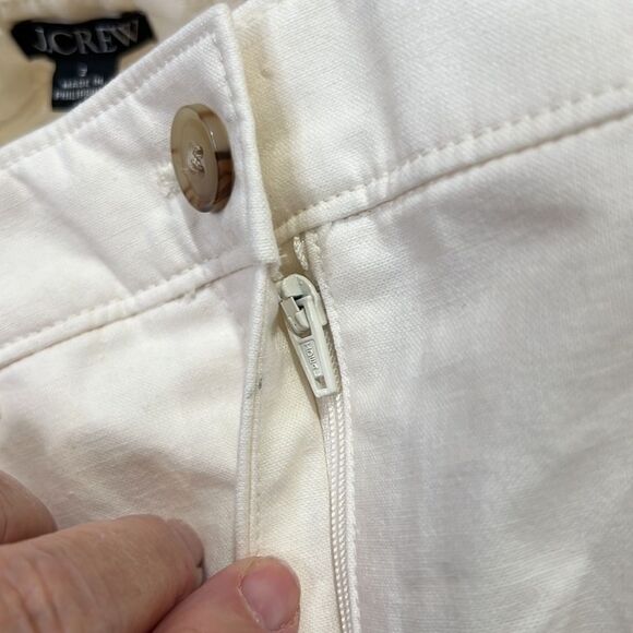 J. Crew Full-length wide-leg trouser in cotton blend Ivory NWT size 2 - Picture 9 of 10